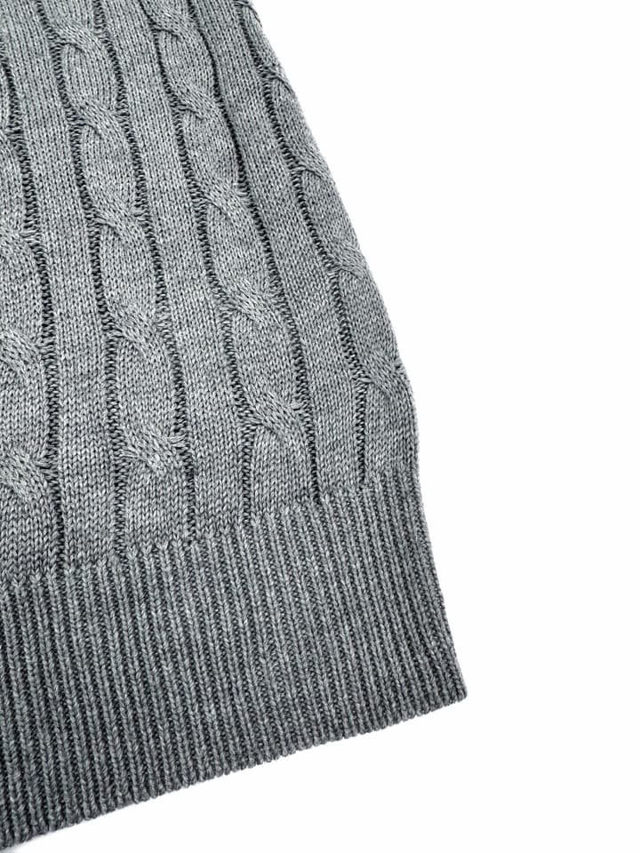 Ralph Lauren Cable-Knit Short-Sleeve Sweater in Rock Grey