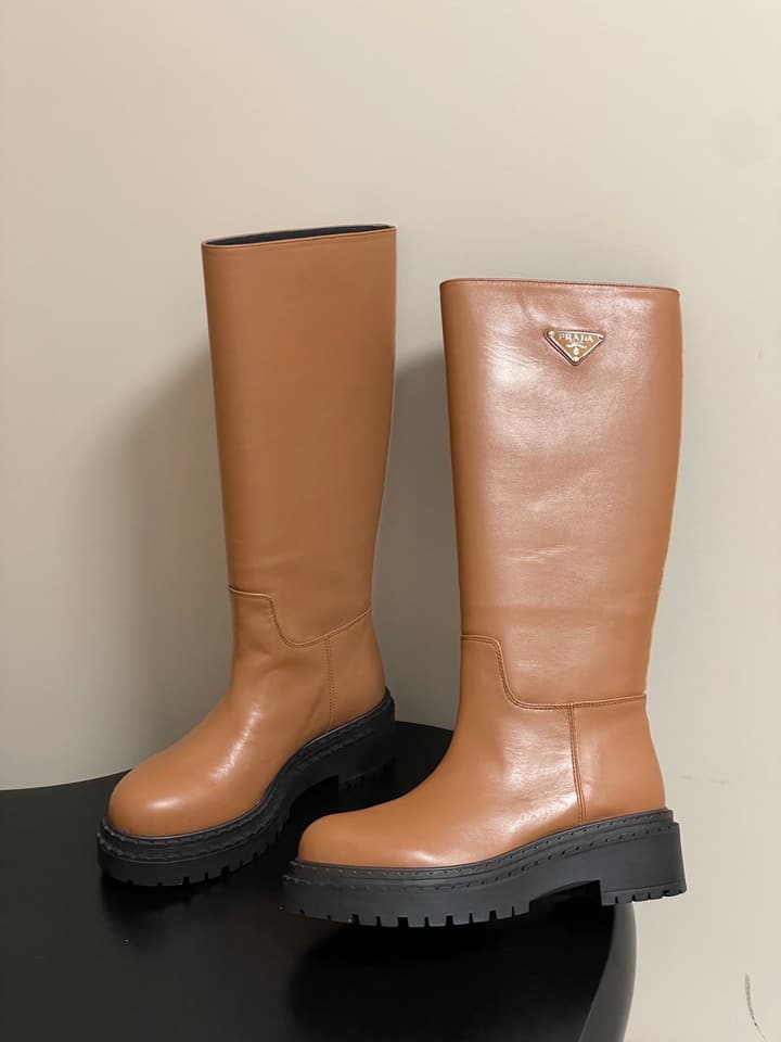 Prada Platform Leather Knight Boots – 25FW in Black