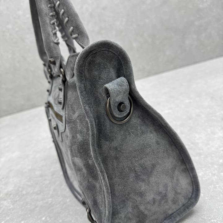 Balenciaga Le City Medium Suede Shoulder Bag in Caramel Suede