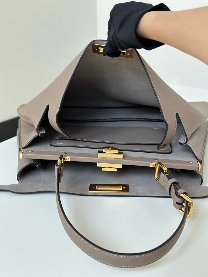 Fendi Peekaboo Iconic Large Handbag in Deep Burgundy Calfskin