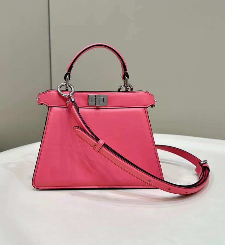 Fendi Peekaboo I See You Petite Handbag in Watermelon Pink Leather