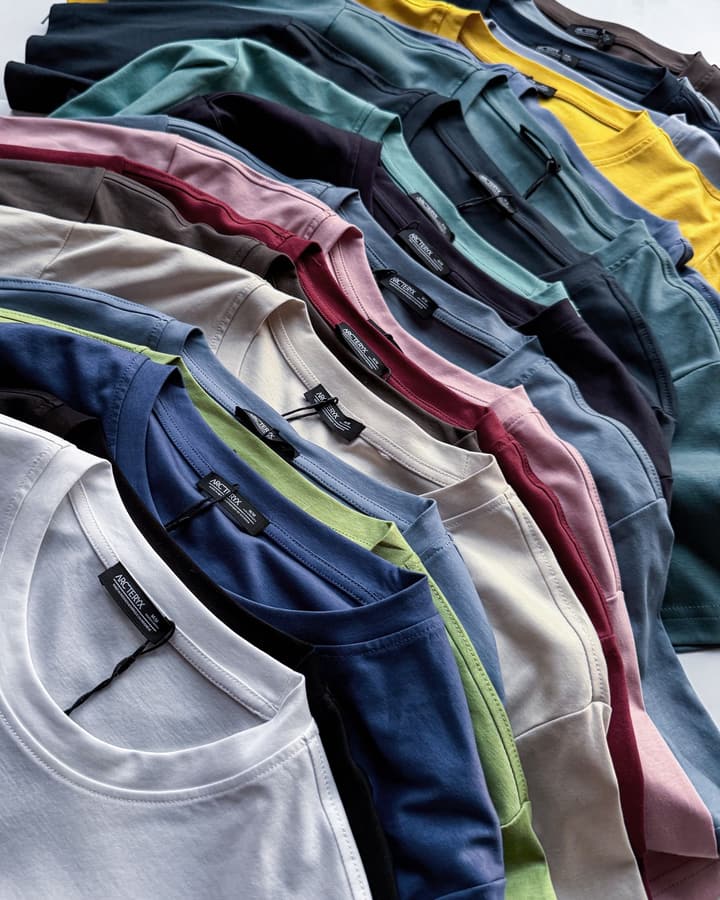 Arc'teryx Logo Crewneck Mercerized Cotton T-Shirt in Lime Green, Royal Blue, And Black