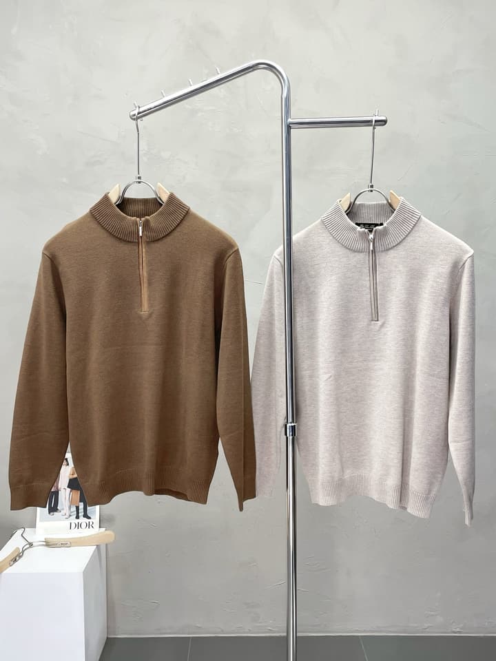 Loro Piana Men's Casual Knit Sweater in Camel Brown