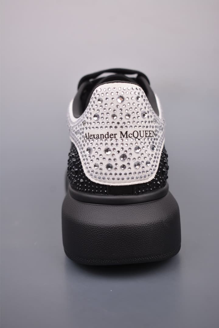 Alexander McQueen Rhinestone Sneakers in All Black Embossed