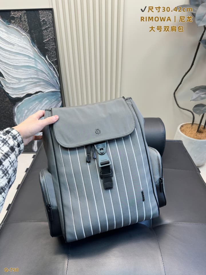RIMOWA Never Still Ultralight Business Backpack in Dark Blue Striped