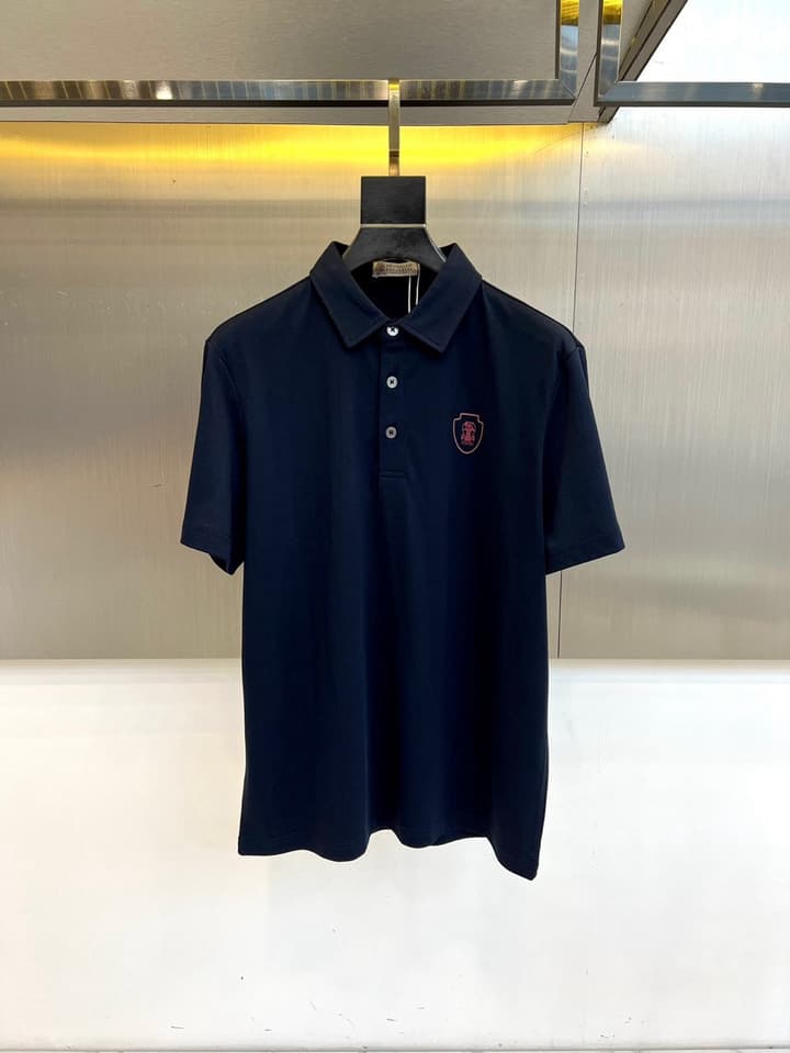 Brunello Cucinelli Short-Sleeved Polo Shirt – 2026 Spring/Summer Collection in Classic Black