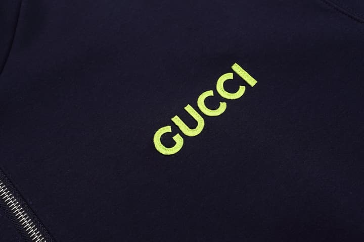 Gucci Embroidered Letter Half-Zip Sweatshirt – 2025FW in Navy Blue Half-zip Pullover