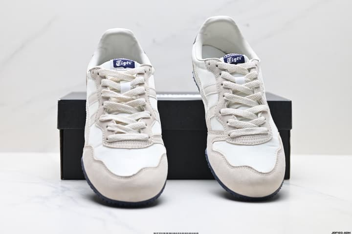 Onitsuka Tiger Serrano Nylon Retro Sneakers in Blue With White Stripes