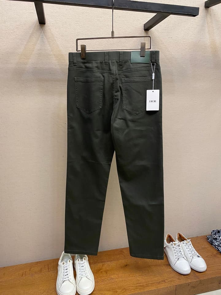Dior Men's Thin Fleece Casual Trousers in Dark Olive Green
