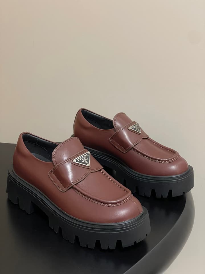 Prada Thick-Soled Platform Loafers – 25FW in Deep Gloss Black
