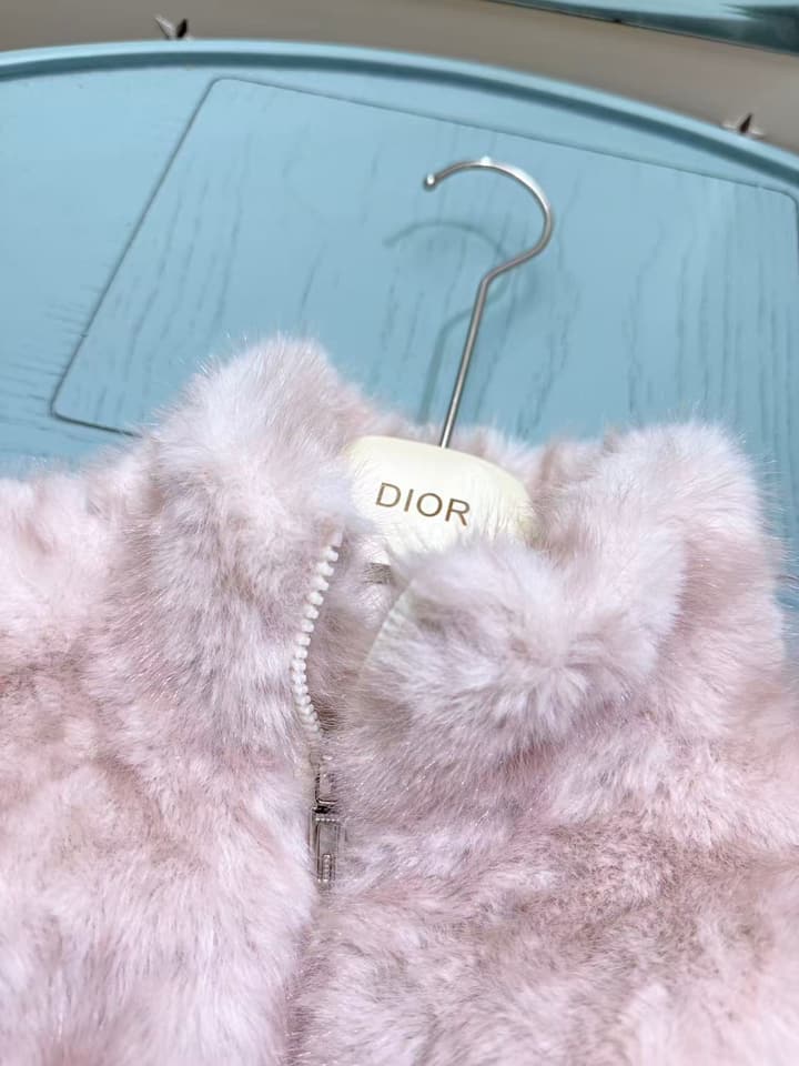 Dior Kids Faux Fur Coat – 25SS – Kids Collection in Dusty Pink Faux Fur