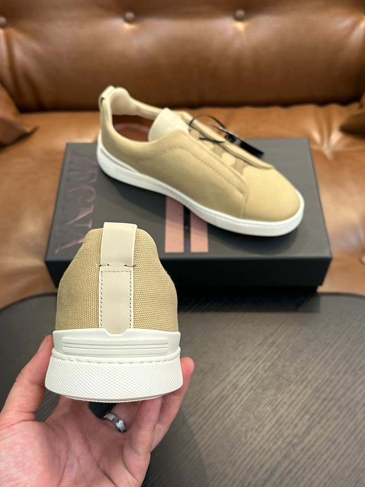 Zegna Triple Stitch Low-Top Sneakers in Black Suede