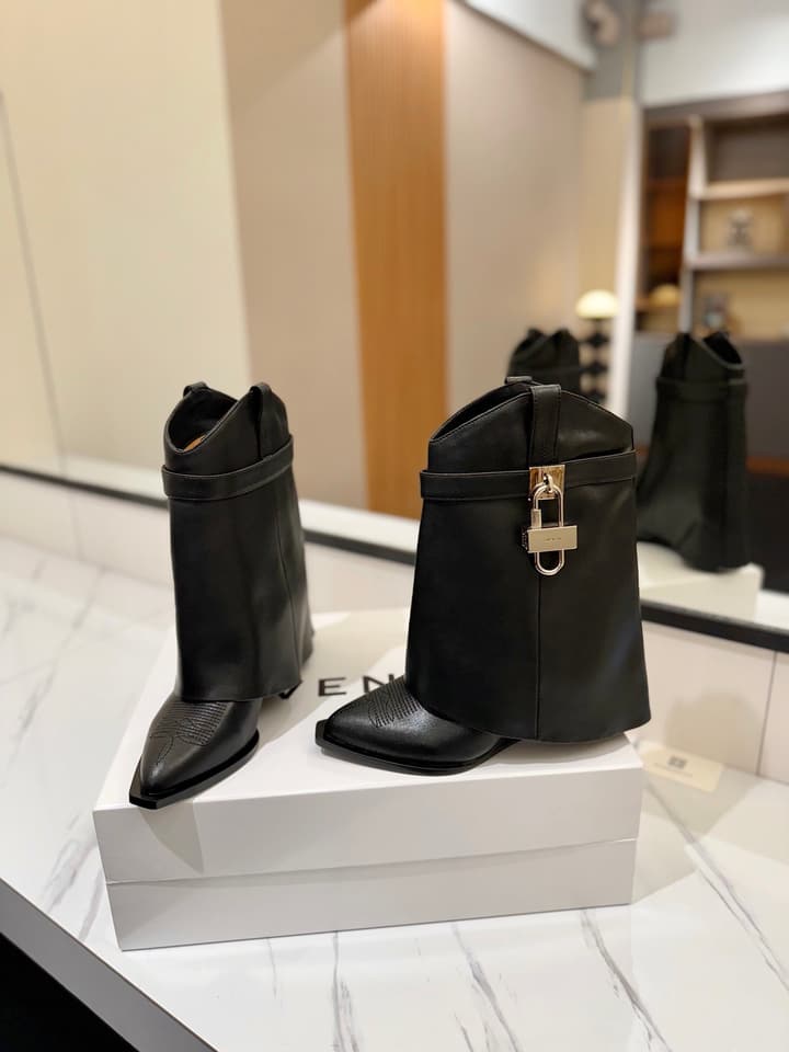 Givenchy High-Heel Embroidered Long Boots – 2024 SS in Black Leather