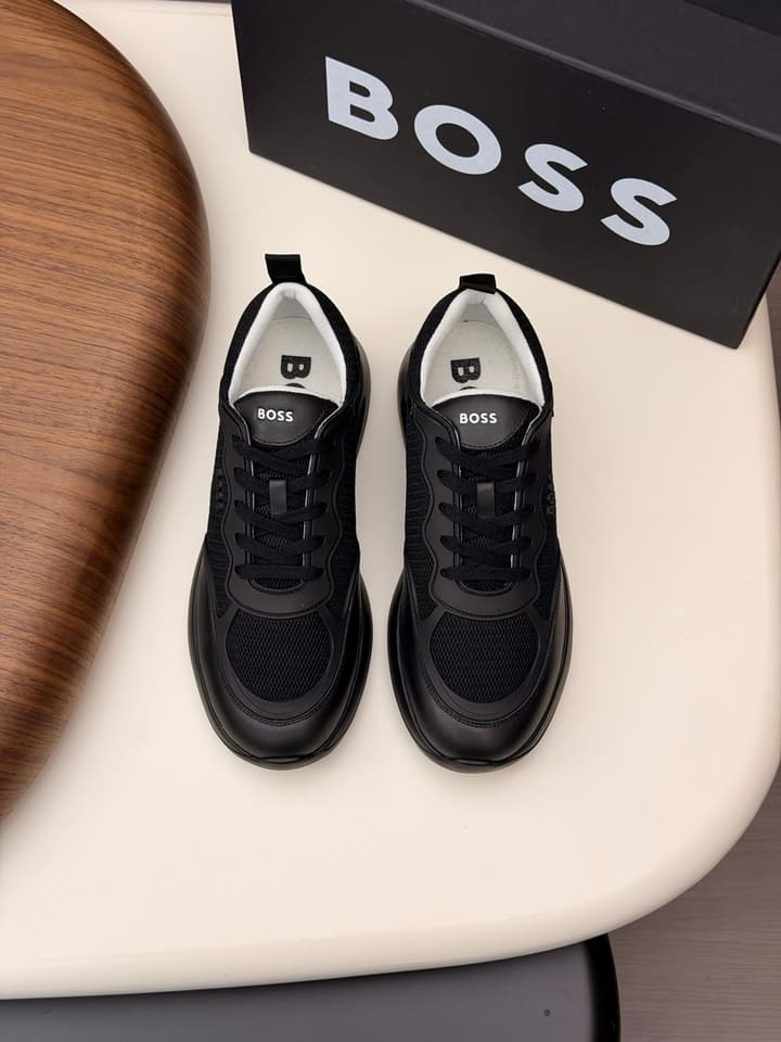Boss Men's Knit and Leather Sneakers