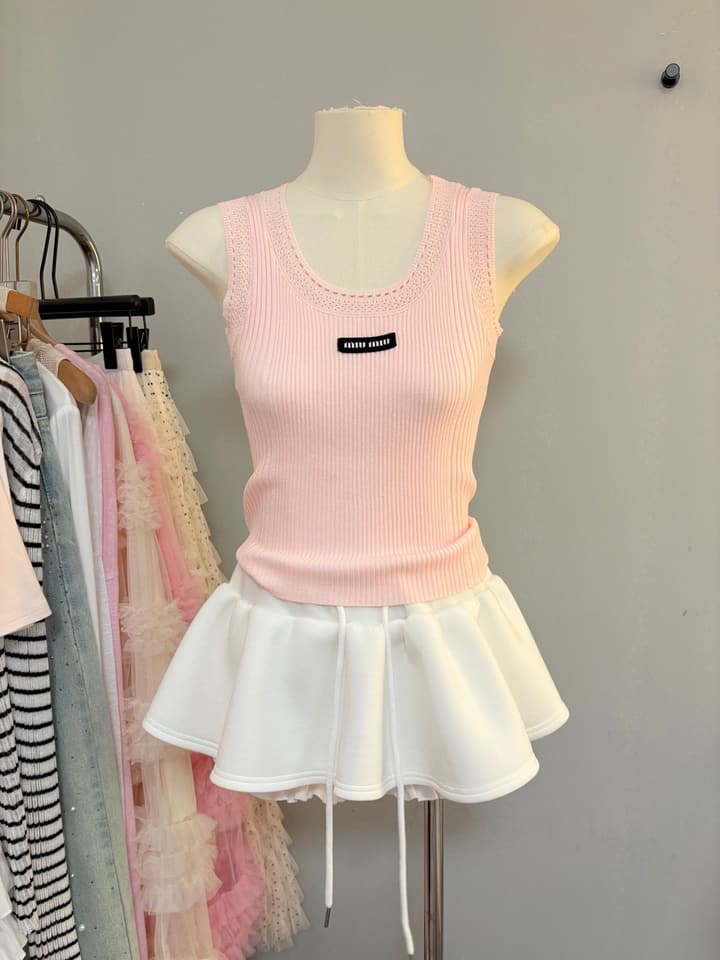 Miu Miu Cut-Out Slim-Fit Knit Tank Top in Pink