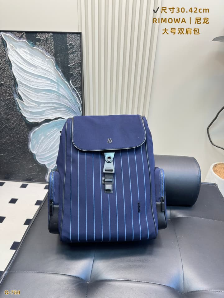RIMOWA Never Still Ultralight Business Backpack in Dark Blue Striped