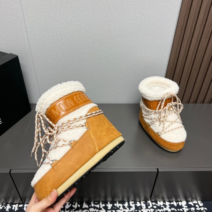 Moon Boot Fluffy Snow Boots – 2024FW in Beige