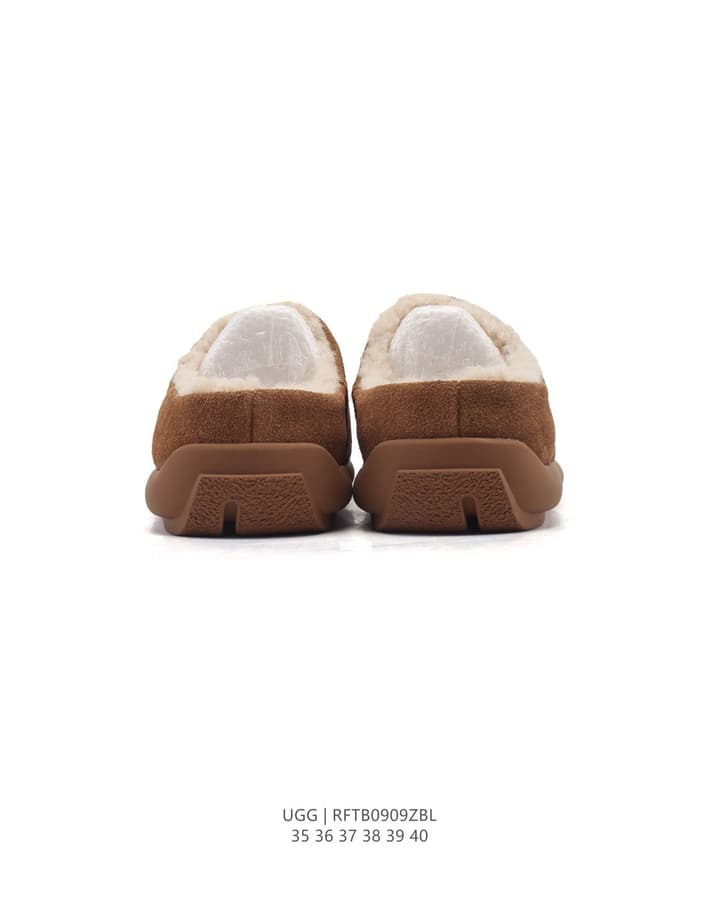UGG Sheepskin-Lined Winter Slippers in Chestnut Brown Suede