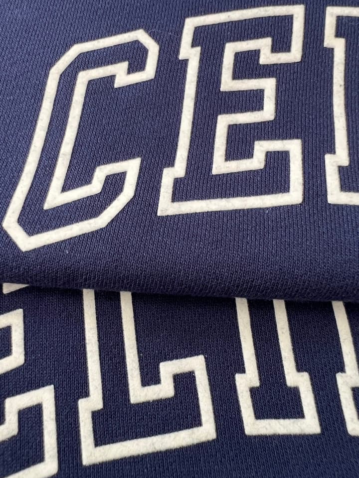 Celine Flocked Letter Pullover Sweatshirt – 2025FW in Navy Blue Folded