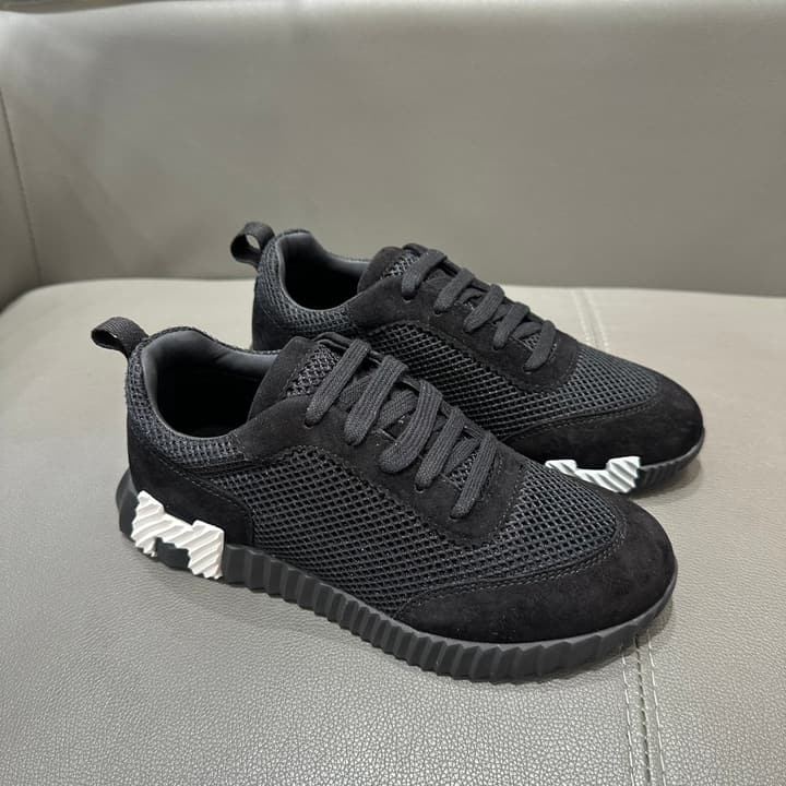 Hermès Bouncing Sneakers in Bright White With Orange H