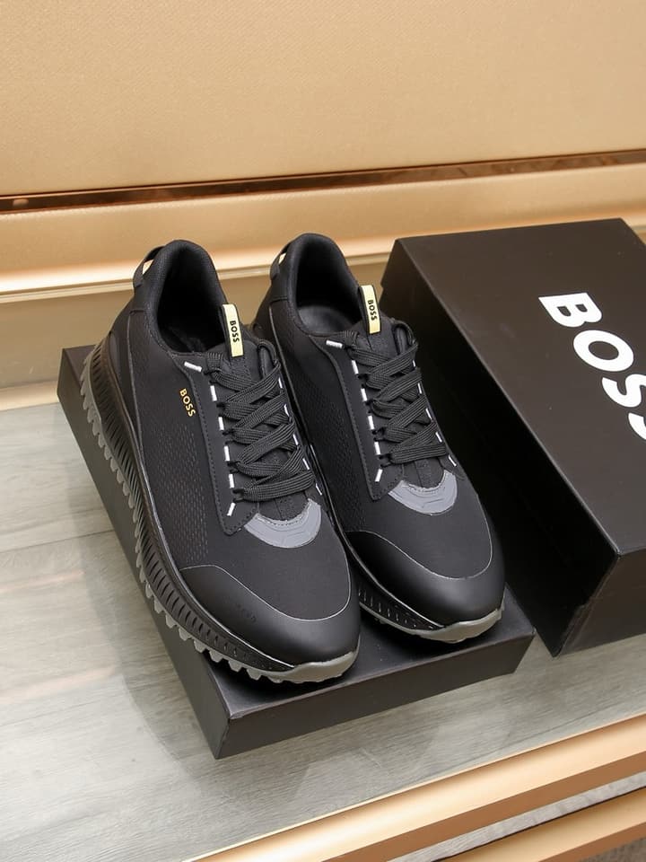 Boss New Men's Athletic Sneakers in Monochromatic Black