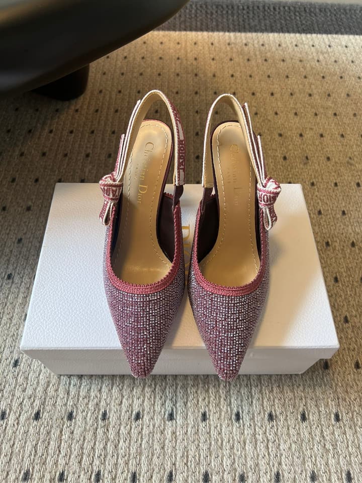 Dior J'Adior Dior Or Embroidered Slingback Heels in Black Smooth