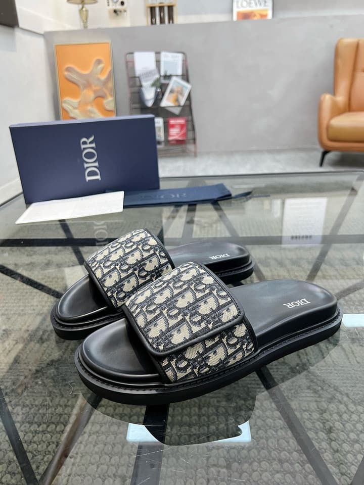 Dior Luxury Slides in Black Textured