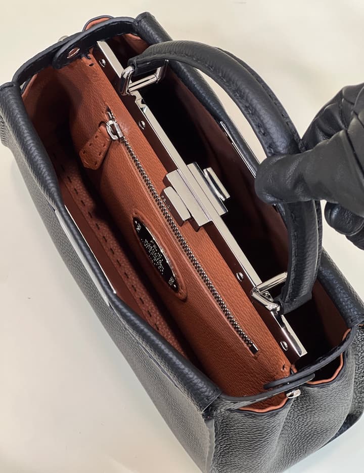 Fendi Classic Peekaboo Handbag in Classic Black With Patterned Strap