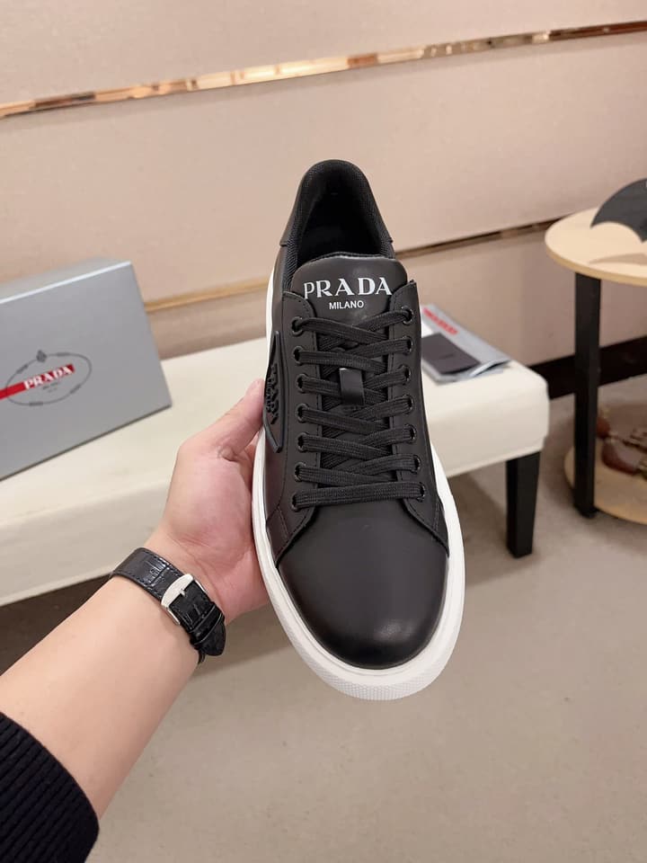 Prada Men's Air Cushion Sneakers in Dark Grey Monochromatic