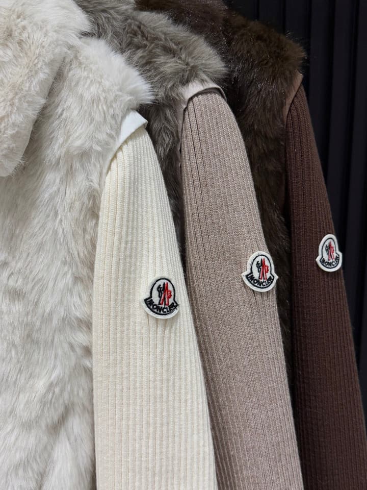 Moncler Convertible Faux Fur Jacket in Blended Beige Faux Fur