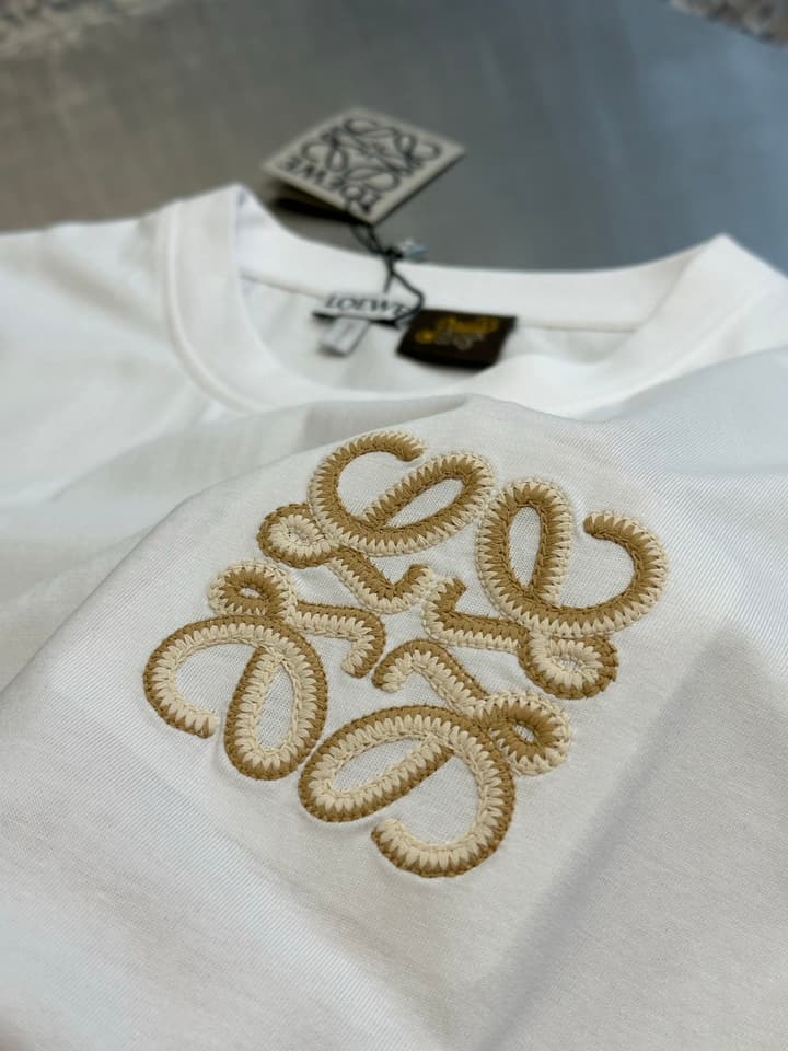 Loewe Double Anagram Embroidery Crewneck T-Shirt in Black