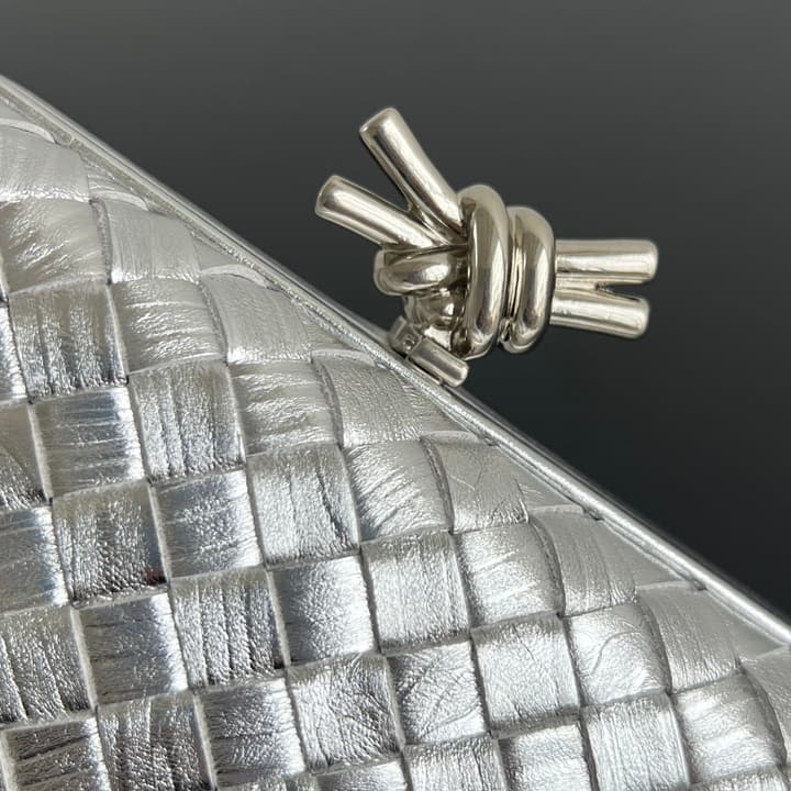 Bottega Veneta Knot Evening Clutch – Christmas Limited Edition in Silver