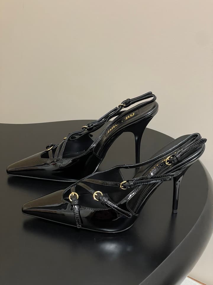 Miu Miu Pointed-Toe Kitten Heel Slingback Sandals – 25SS