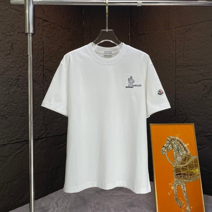 Moncler Cotton Embroidered T-Shirt – 2025 Spring/Summer Collection in Dark Navy Crew Neck With Tonal Logo
