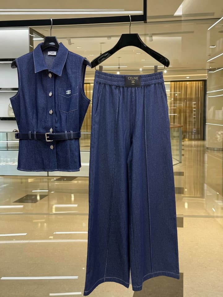 Celine Denim Matching Set in Royal Blue