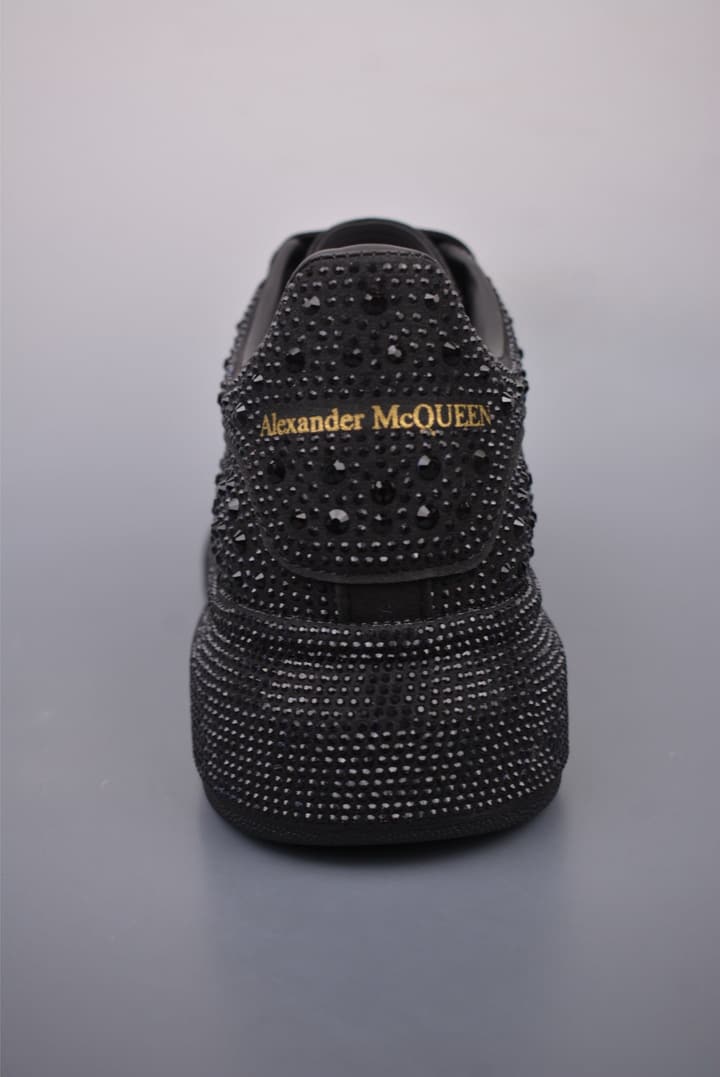 Alexander McQueen Rhinestone Sneakers in All Black Embossed