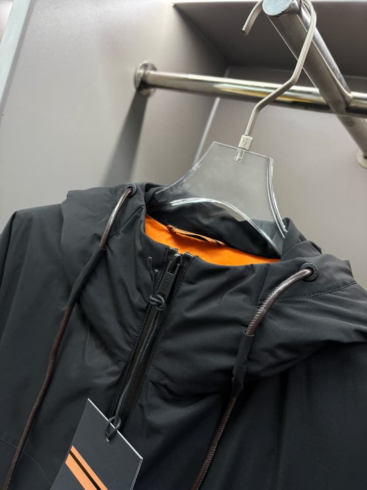 Zegna Letter Print Down Jacket in Apricot Beige