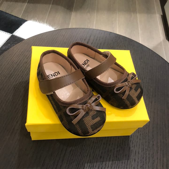 Fendi Kids Footwear – Kids Collection in Dark Brown Mary Jane
