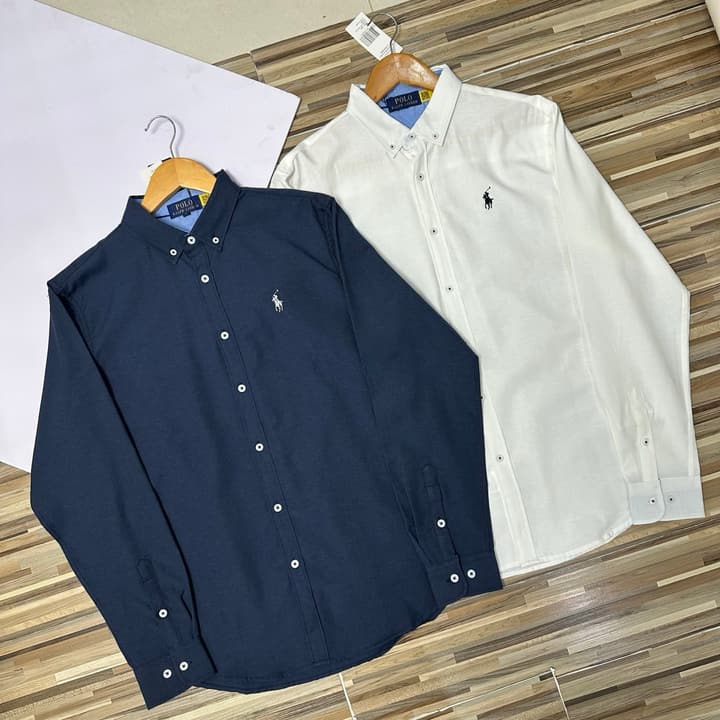 Ralph Lauren Embroidered Oxford Cotton Shirt – 2025 in Navy Blue