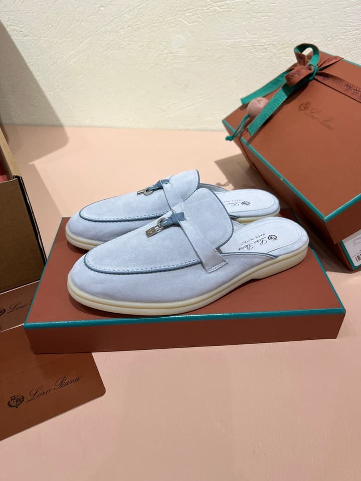 Loro Piana Women's Mules in Aqua Blue Suede