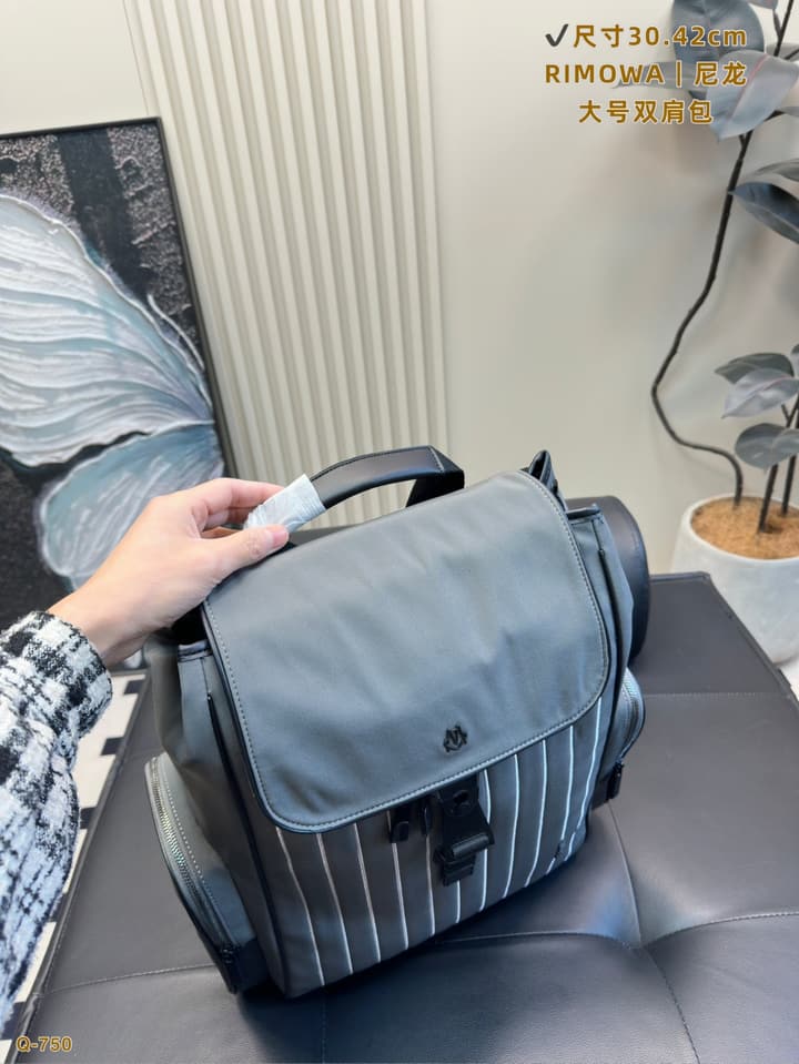 RIMOWA Never Still Ultralight Business Backpack in Dark Blue Striped