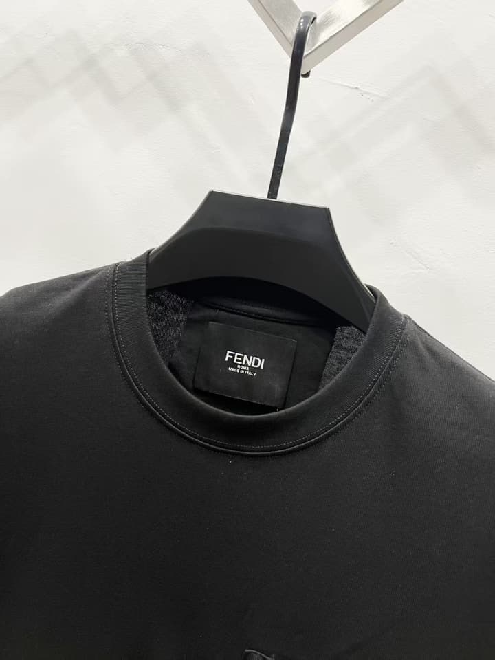 Fendi Embroidered Zipper Pocket T-Shirt – 2025SS in Black