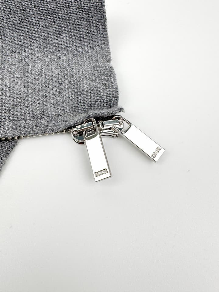 Dior Icon Wool Zip Cardigan in Fog Gray