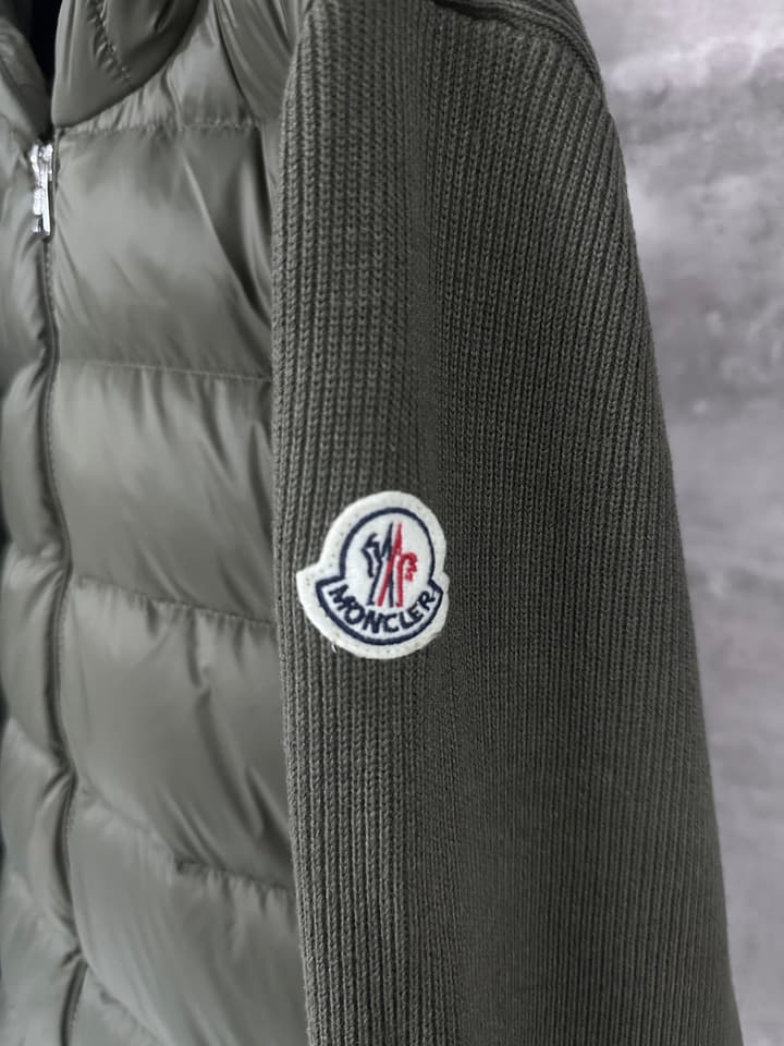 Moncler Hooded Wool Knit Spliced Down Jacket – Early Autumn Collection in Black