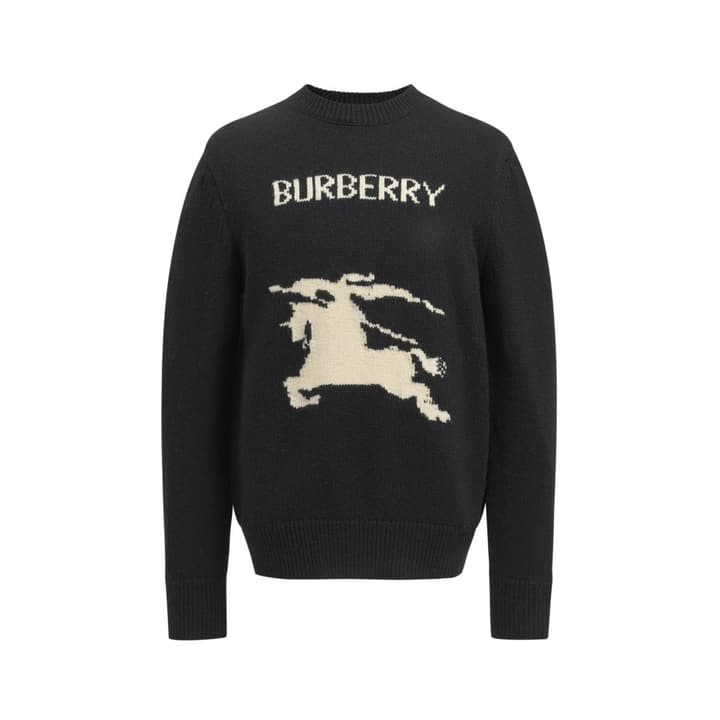 Burberry Equestrian Knight Logo Cashmere Blend Knit Sweater – 25SS in Black
