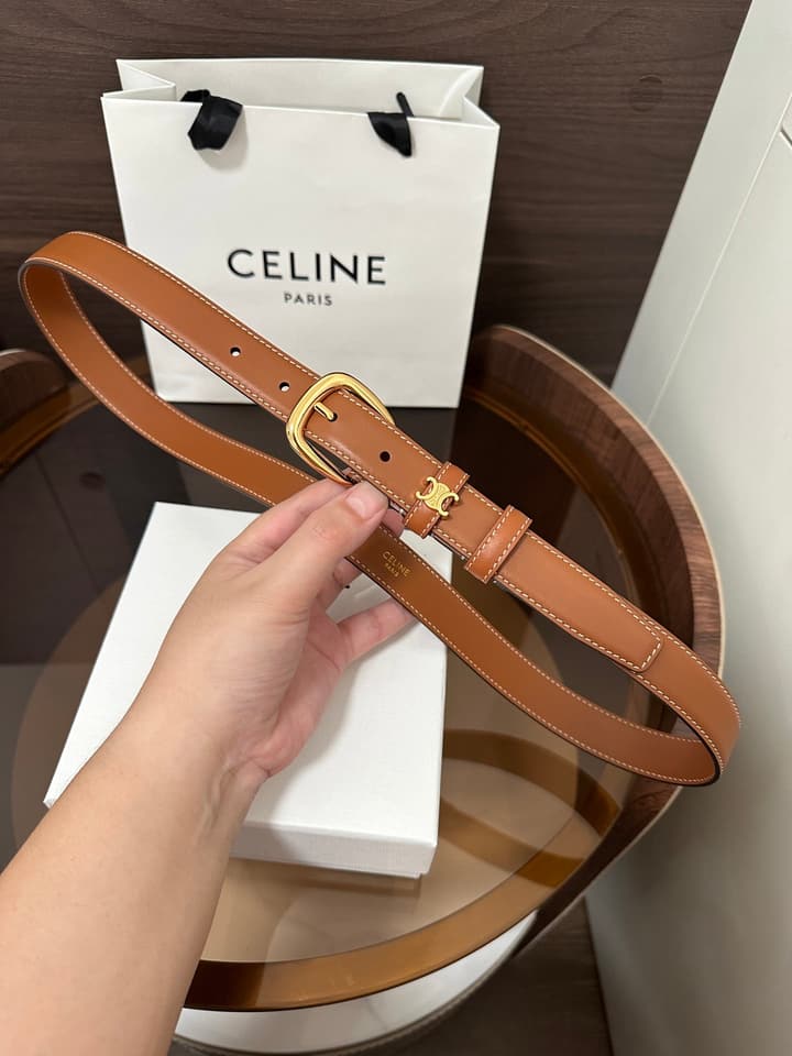 Celine Vivienne Taurillon 25mm Belt in Black Taurillon Leather