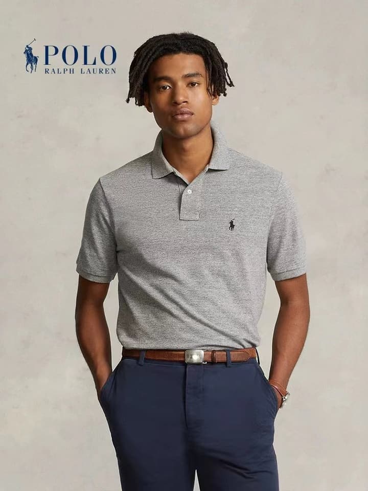 Ralph Lauren Men's Pure Cotton Business Casual Polo Shirt – Summer Collection in Classic Black