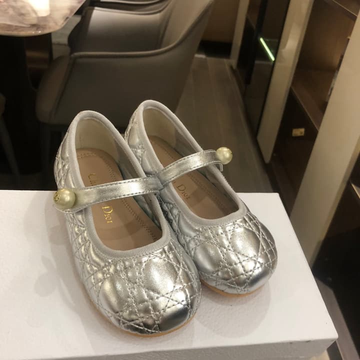 Dior DioBady Ballet Quilted Flats – Kids Collection – 2024SS in Black Quilted With Pearl Strap