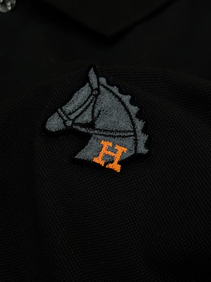 Hermès 3D Horse Flocking Polo Shirt in Black
