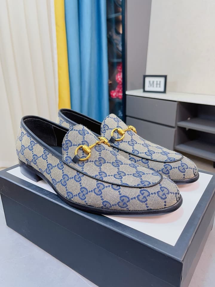 Gucci Calfskin Slip-On Loafers in Beige Monogram